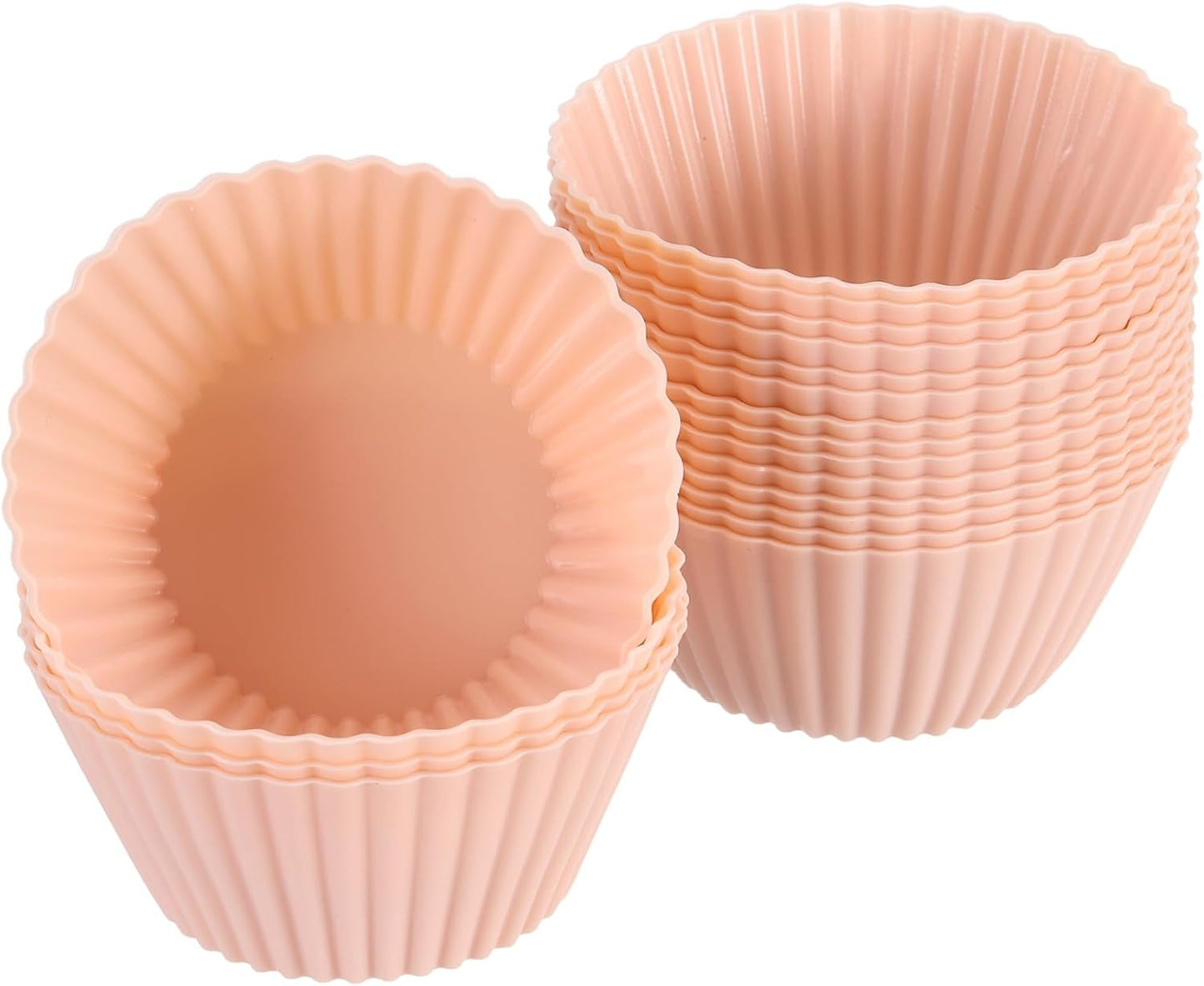 uxcell 18Pcs Silicone Cupcake Liners, Non-Stick Baking Cups, for Cooking Eggs, Baking Muffins and Make a Cake(Pink)