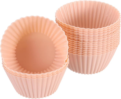 uxcell 18Pcs Silicone Cupcake Liners, Non-Stick Baking Cups, for Cooking Eggs, Baking Muffins and Make a Cake(Pink)