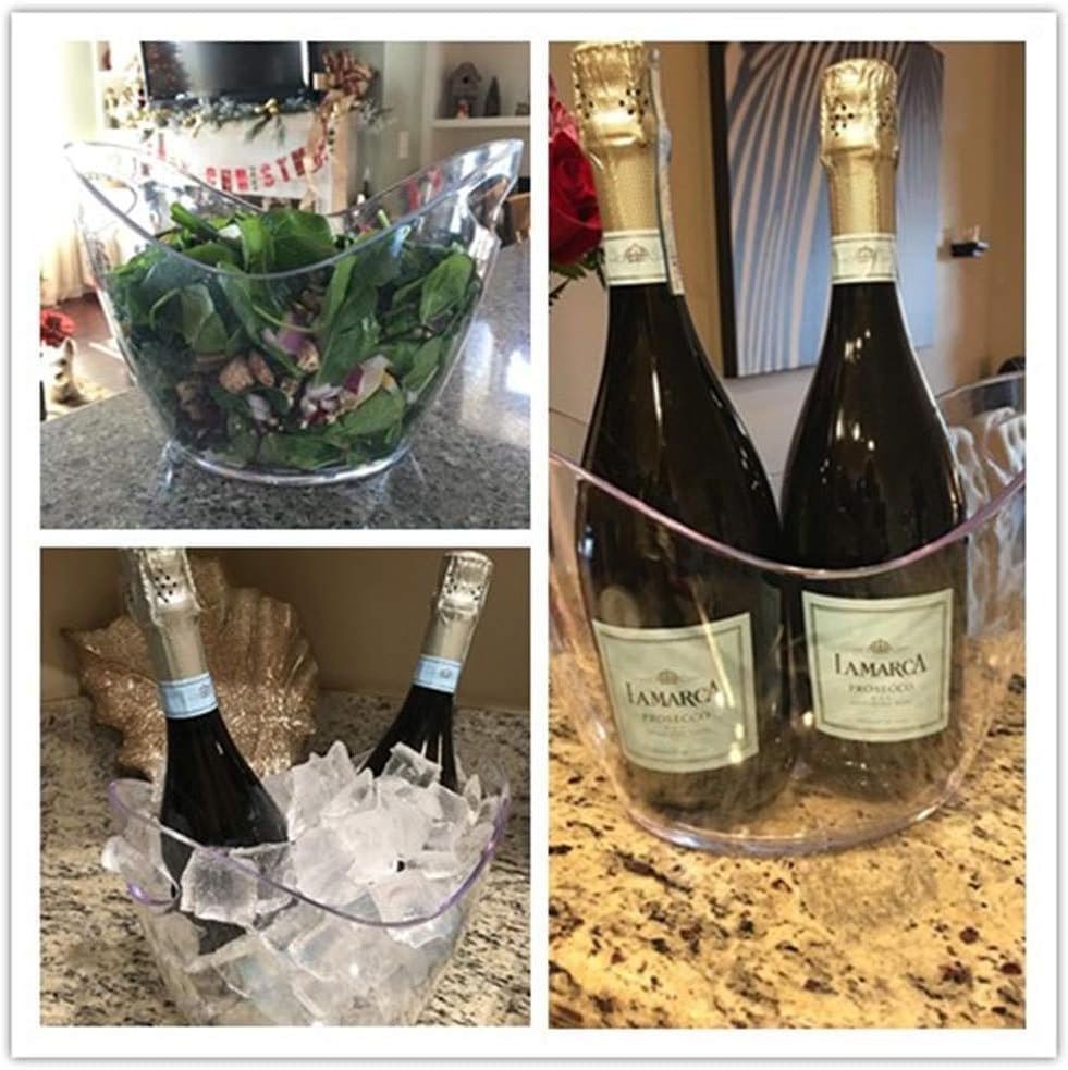 Yesland Ice Bucket, Clear Acrylic 3.5 Liter Storage Tub, Beer Bucket Beverage Chiller Bin for 2 Wine, Champagne Bottles, Beer Bottles