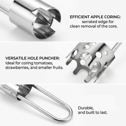 2pcs Apple Corer Set, Tomato Corers, Pepper Corer Seed Remover Tool for Kitchen, Ideal for Fruits and Vegetables Core Removal, Home Cooking, Salad Making and Food Preparation