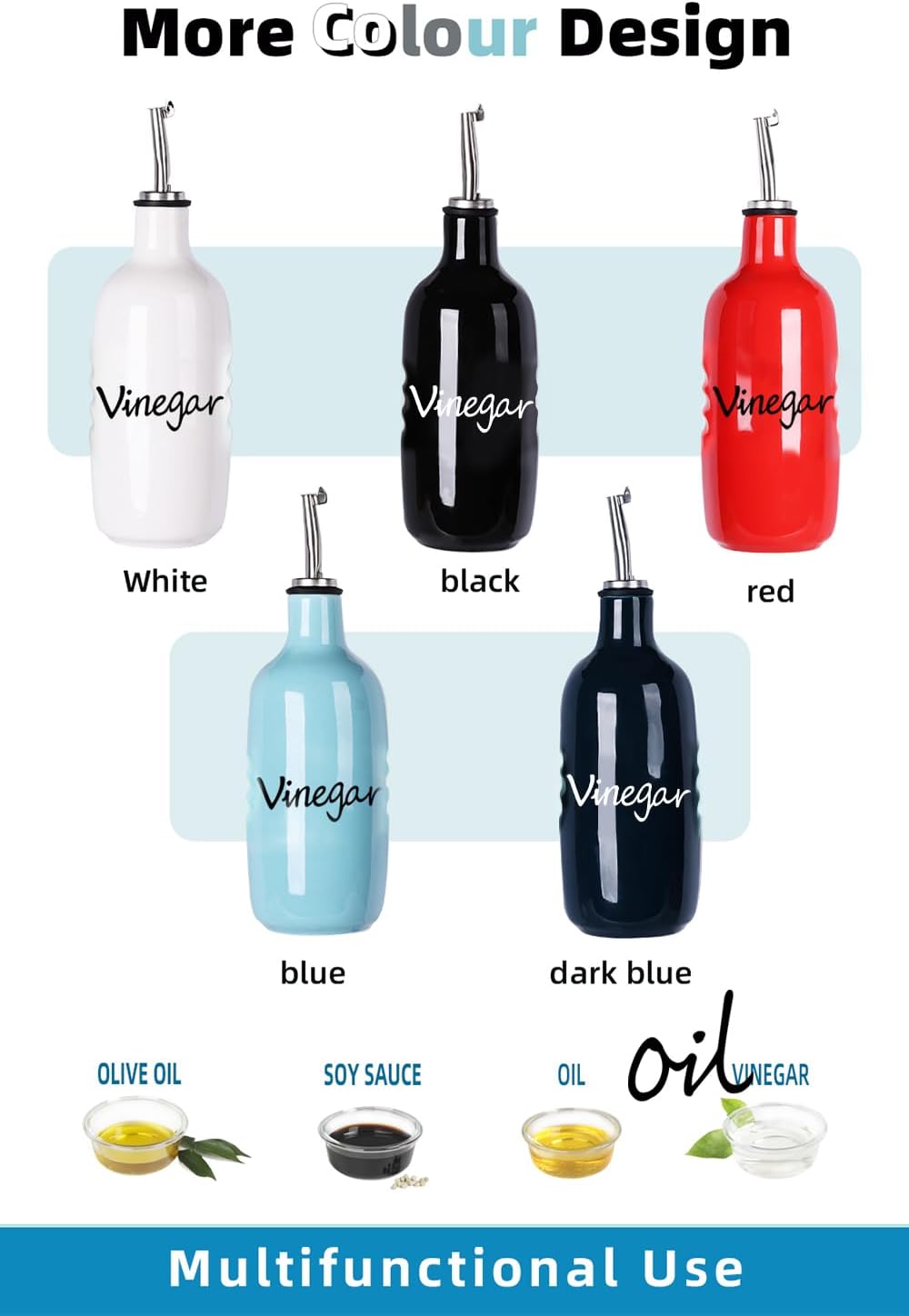 Farmhouse Ceramic Oil and Vinegar Dispenser Bottle Set (White)