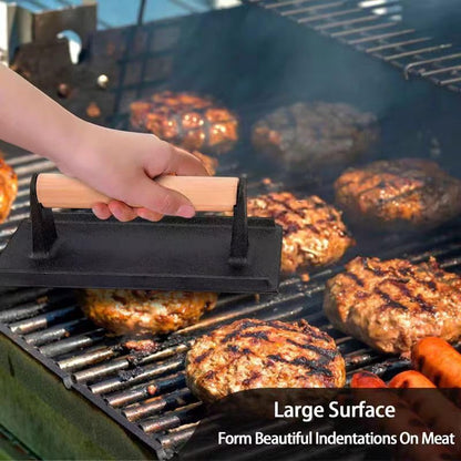 KitchenTools Heavy Duty 8"Cast Iron bacon Grill Press Smash Burgers Press Burger Tool for Grill and Griddle BBQs and Tailgates Gifts for Men and BBQ Enthusiasts