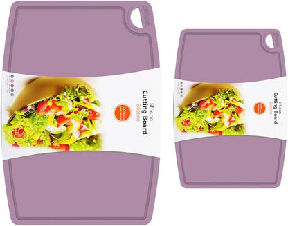 Liflicon Silicone Thick Cutting Boards Mats Set of 3 Foldable & Flexible Design Juice Grooves Easy Grip Handle Dishwasher Safe for Kitchen,BPA free Silicone Cutting Board-Gray