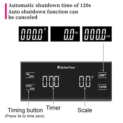 KitchenTour Coffee Scale with Timer