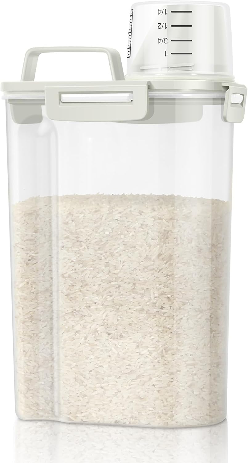 TBMax Rice Container 10 Lbs, Cereal Container Oatmeal Storage, Airtight Food Dispenser with Easy-pouring Spout & Handy Cup for Flour Grain Beans, Pet Dog Cat Bird Food Storage Container