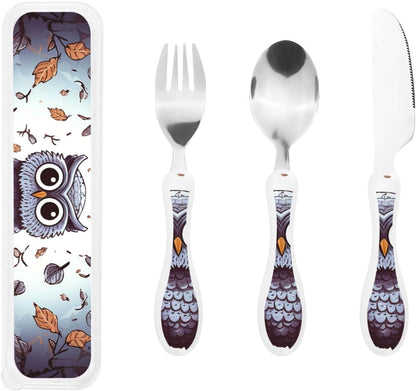3-Piece Kids Silverware Set With Storage Case, Stainless Steel Reusable Children Safe Knife Spoon Fork Set Long Haired Dachshund Children Flatware Set For Kids Lunch Box