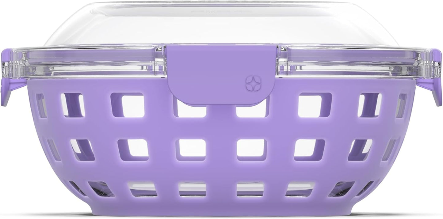 Ello Duraglass Meal Prep Container- Glass Food Storage Container with Silicone Sleeve and Airtight BPA-Free Plastic Lid, Dishwasher, Microwave, and Freezer Safe