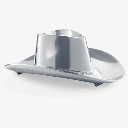Cowboy Hat Chip and Dip Serving Bowl Silver Brass Snack, Western Candy & Salad Bowl - Chip n Dip All American Hat Centerpiece Serving Platter for Nuts, Salsas, Food, Serveware Decor Entertaining 1PC
