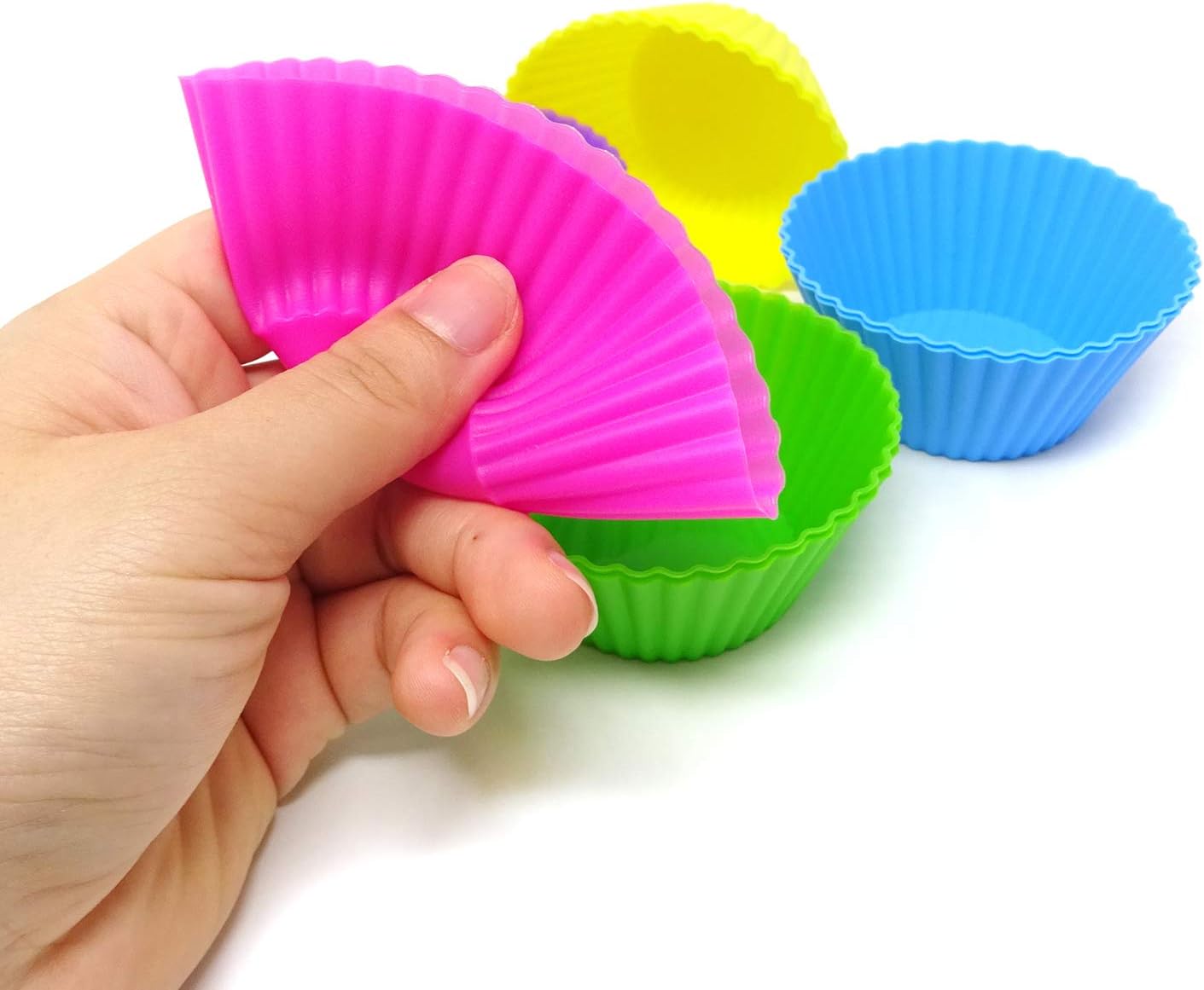 "Honbay 12PCS Silicone Square Reusable Cake Cup Sets Baking Cups Nonstick Liner Molds Cupcake Baking Molds for Making Muffin, Chocolate, Bread (70 x 70 x 32mm)"