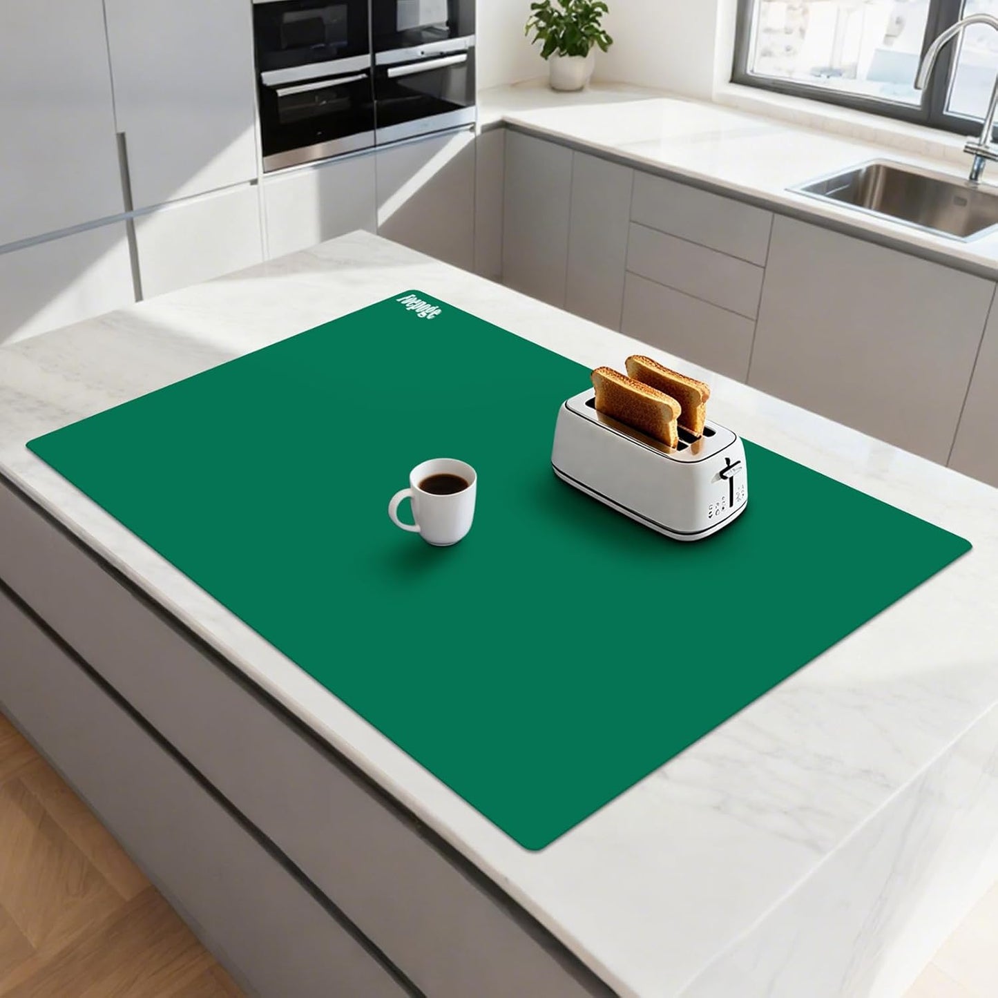 49.2" x 15.7" Large Silicone Mat for Kitchen Counter Protector, Cuttable Silicon Countertop Protector Mat Heat Resistant Mats for Countertop, Cut to Fit Placemat Ship Roll by Foepoge, Black