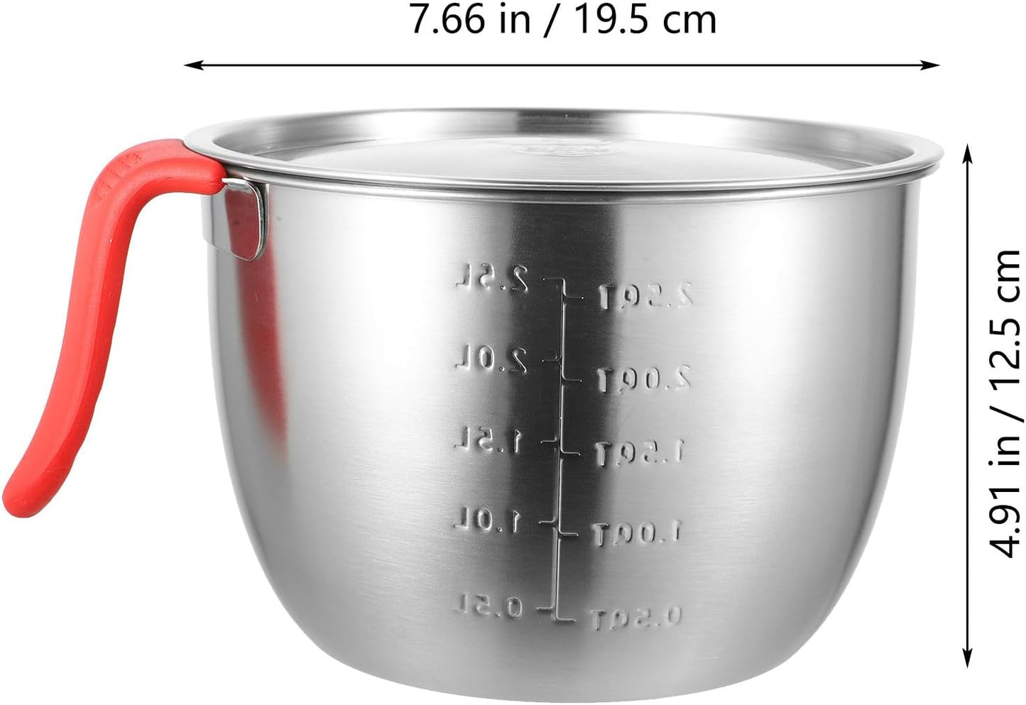 Stainless Steel Mixing Bowl with Lid, 19cm Deep Batter and Salad Bowl, 304 Food-grade Steel with Handle, Anti-splash Design for Kitchen Baking and Cooking Use