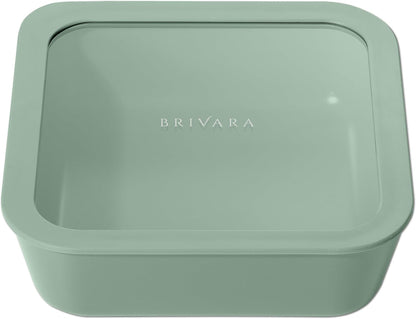Ceramic Coated Glass Food Storage Container | No PTFE, PFOA, PFAS, and BPA | Reusable Non Toxic Meal Prep Container with Glass Lid | Easy To Store | 3 Cup Rectangle [Onyx]