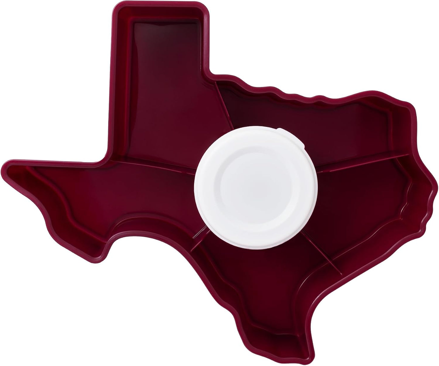 KOLORAE Texas Serving Tray - 6 Compartment Texas Snack Tray w/Dressing Cup. Great for Entertaining. Veggie Tray. Fruit Tray. Snack Tray. Entertaining Platter. Party Serving Platter, Large, White