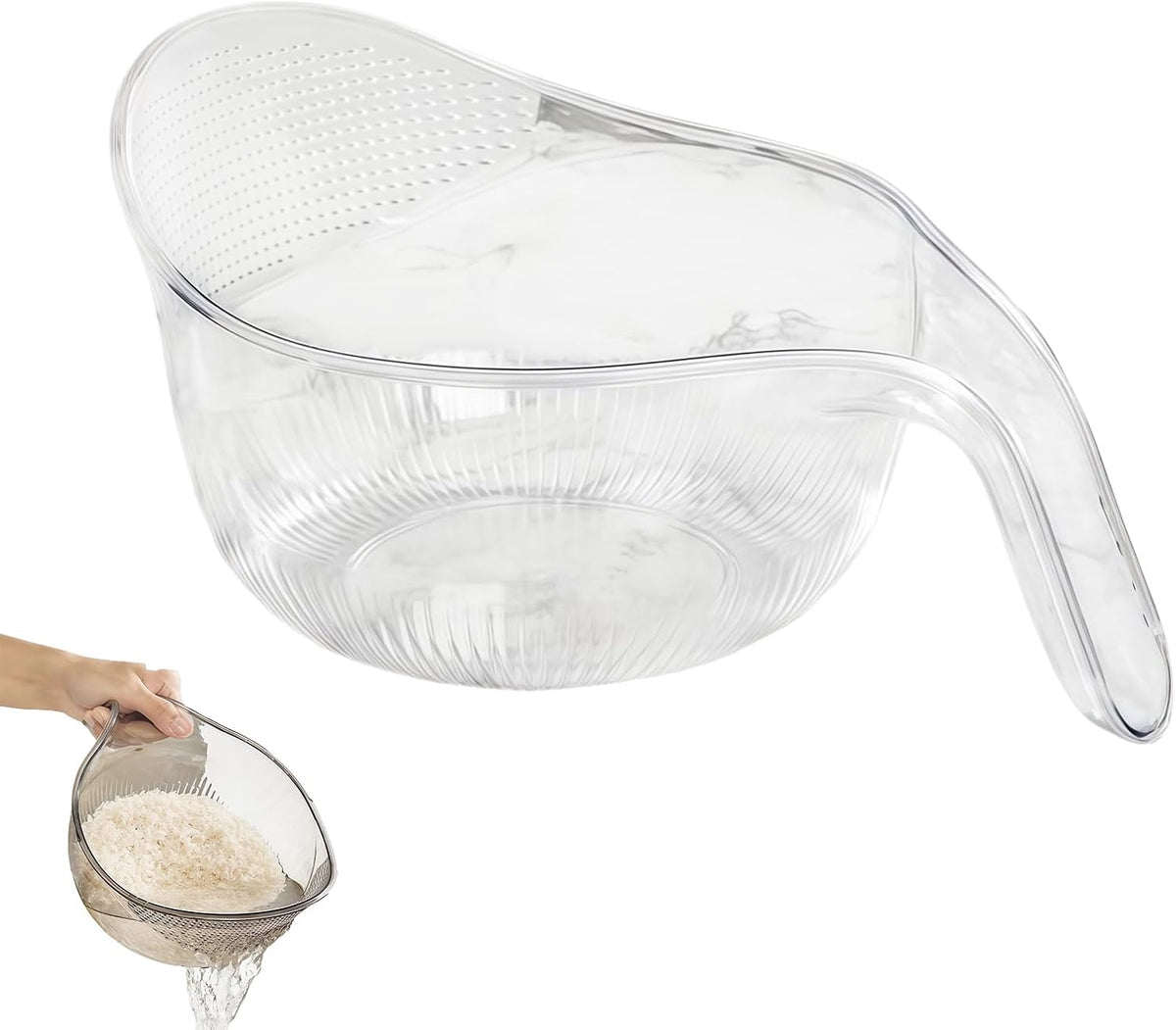 2027 New Aesthetic Multifunctional Rice Strainer with Handle (Gray+Green)