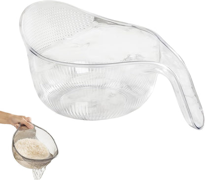2027 New Aesthetic Multifunctional Rice Strainer with Handle (Gray+Green)