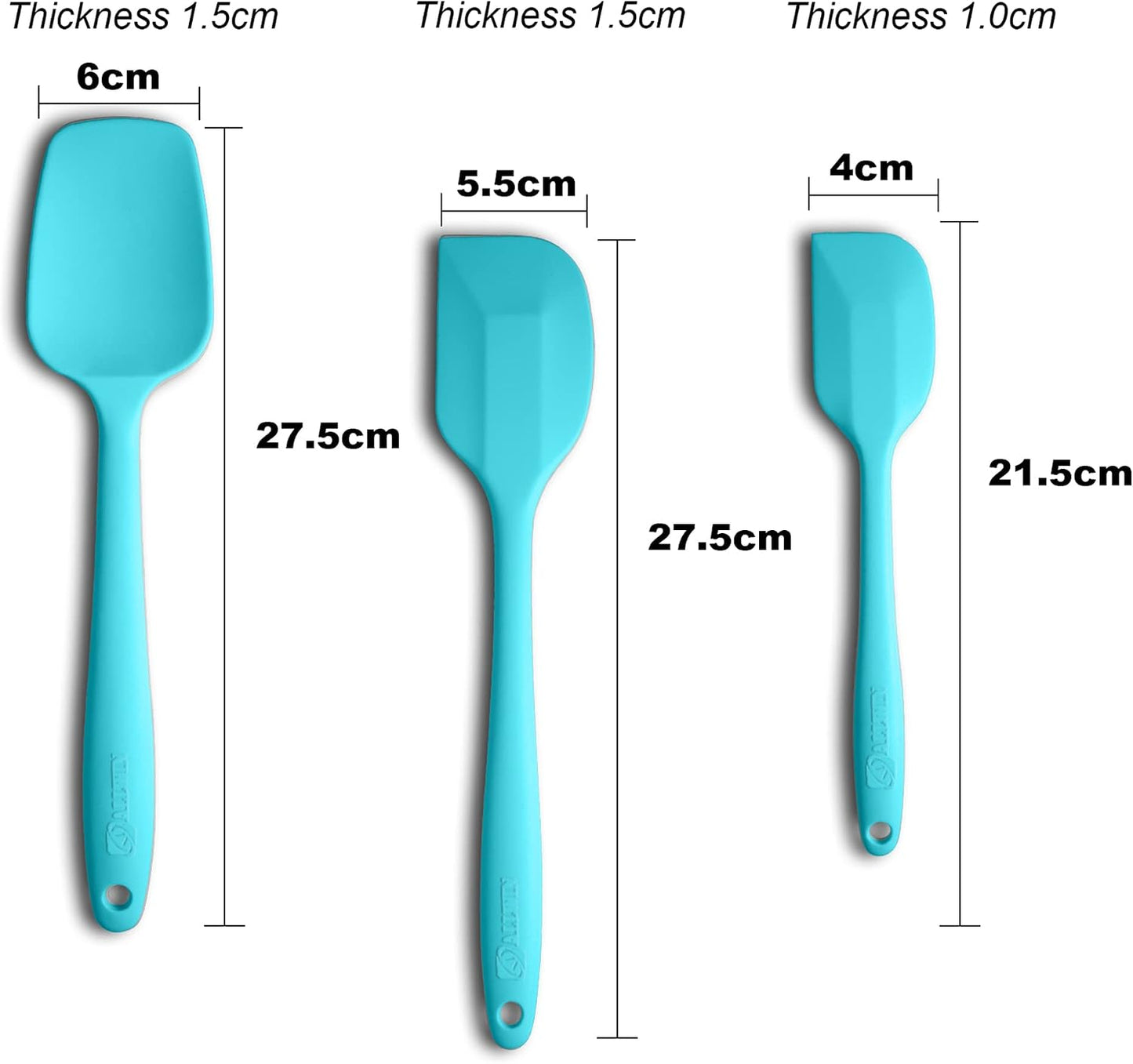 Silicone Spatula 3-piece Set, Ergonomic Handle High Heat-Resistant Spatulas, Non-stick Rubber Spatulas with Stainless Steel Core, Black