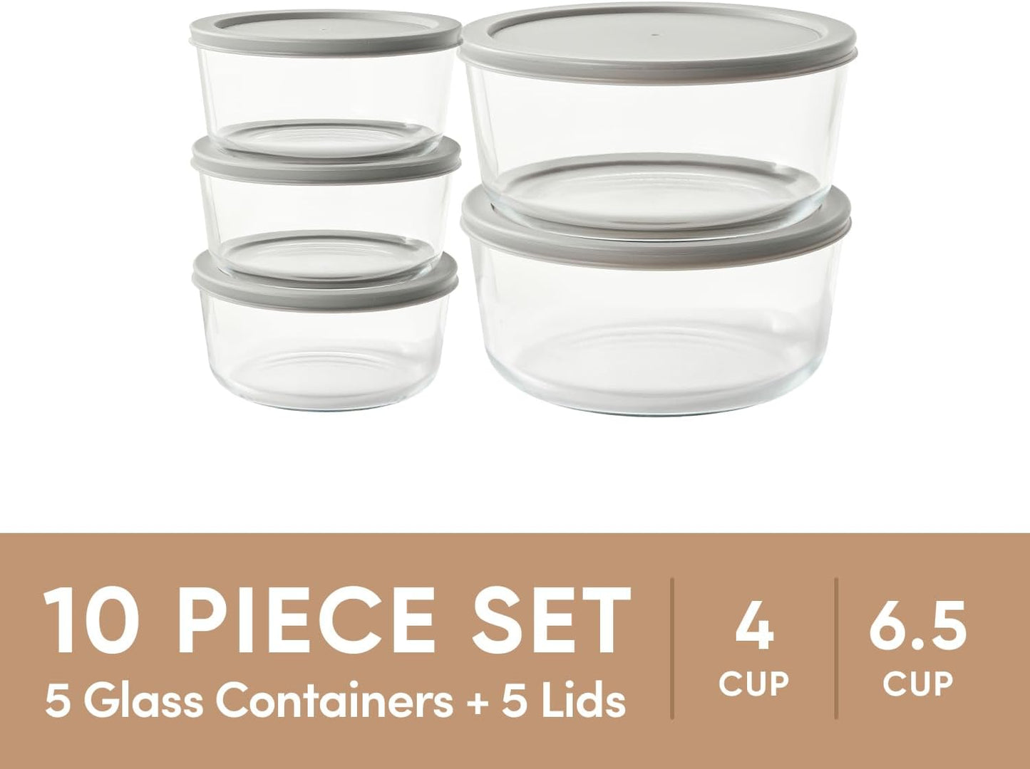6-Piece Glass Food Storage Containers Set (3 Containers + 3 BPA-Free Lids) | 2-Cup, Leakproof | Microwave, Freezer, Oven & Dishwasher Safe | Ideal for Meal Prep & Pantry Organization, Pistachio