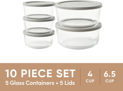 6-Piece Glass Food Storage Containers Set (3 Containers + 3 BPA-Free Lids) | 2-Cup, Leakproof | Microwave, Freezer, Oven & Dishwasher Safe | Ideal for Meal Prep & Pantry Organization, Pistachio