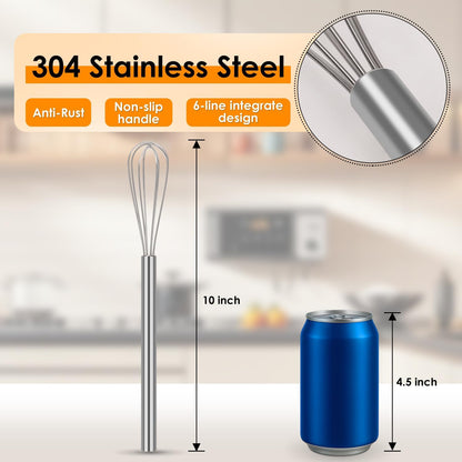 HOTEC Stainless Steel Whisk Set of 4, Food Grade Balloon Whisk Egg Beater, Thicken Wire Mixing Whisk for Baking, Cooking, Whisking Cream, Sauce, Pancake Batter