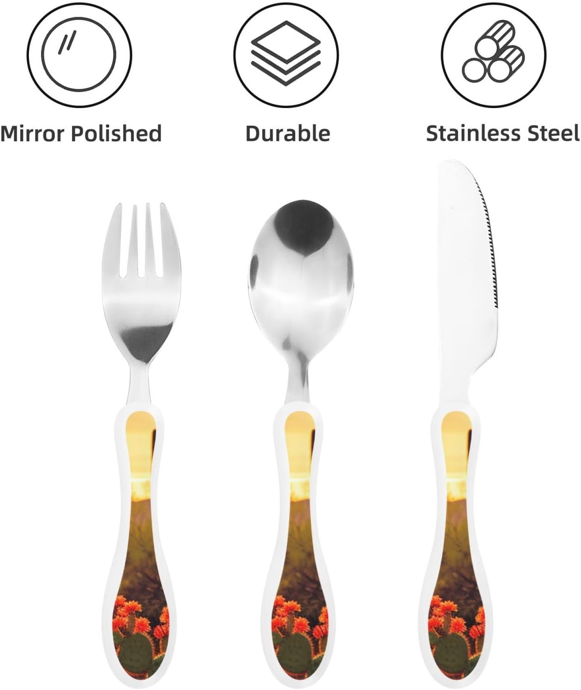 3-Piece Kids Silverware Set With Storage Case, Stainless Steel Reusable Children Safe Knife Spoon Fork Set Elephant Pattern Children Flatware Set For Kids Lunch Box