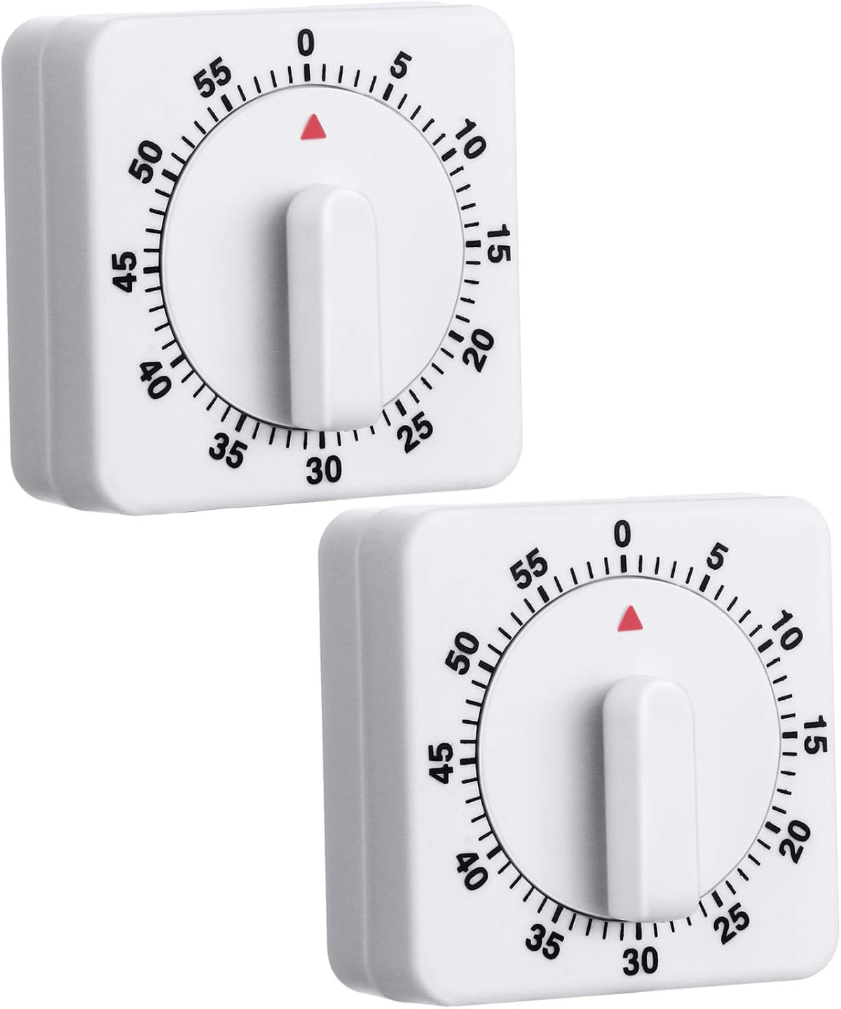 Weewooday 2 Pcs 60 Minute Timer for Kitchen Cooking, White