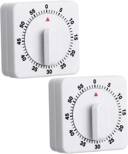 Weewooday 2 Pcs 60 Minute Timer for Kitchen Cooking, White