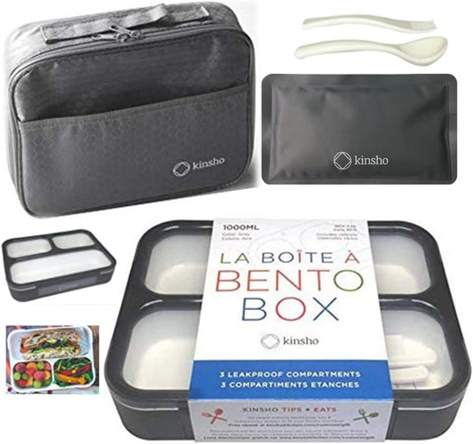 kinsho Lunch Box for Kids Boys Girls - Bento Box Set with Insulated Bag and Ice Pack, 6 Compartment Leak Proof Food Container, BPA-Free, Microwave Safe, Ideal for School & Work, Teal