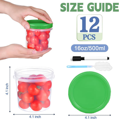 Freezer Storage Containers, 16 Pack 10 oz Plastic Food Storage Containers with Twist Top Lids, Meal Prep Containers for Soup Snack Fruit, BPA Free, Leakproof, Microwave & Dishwasher Safe