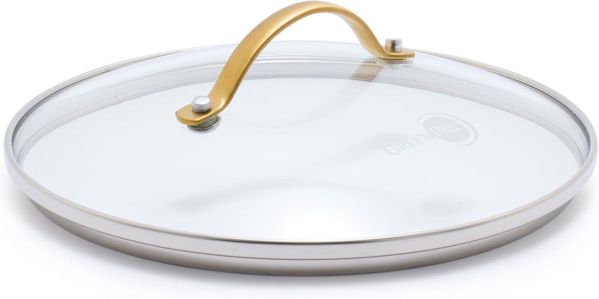 GreenPan 8" Tempered Glass Lid for Pots and Pans Cookware, Gold-Tone Handle with Matte Finish, Dishwasher and Oven Safe