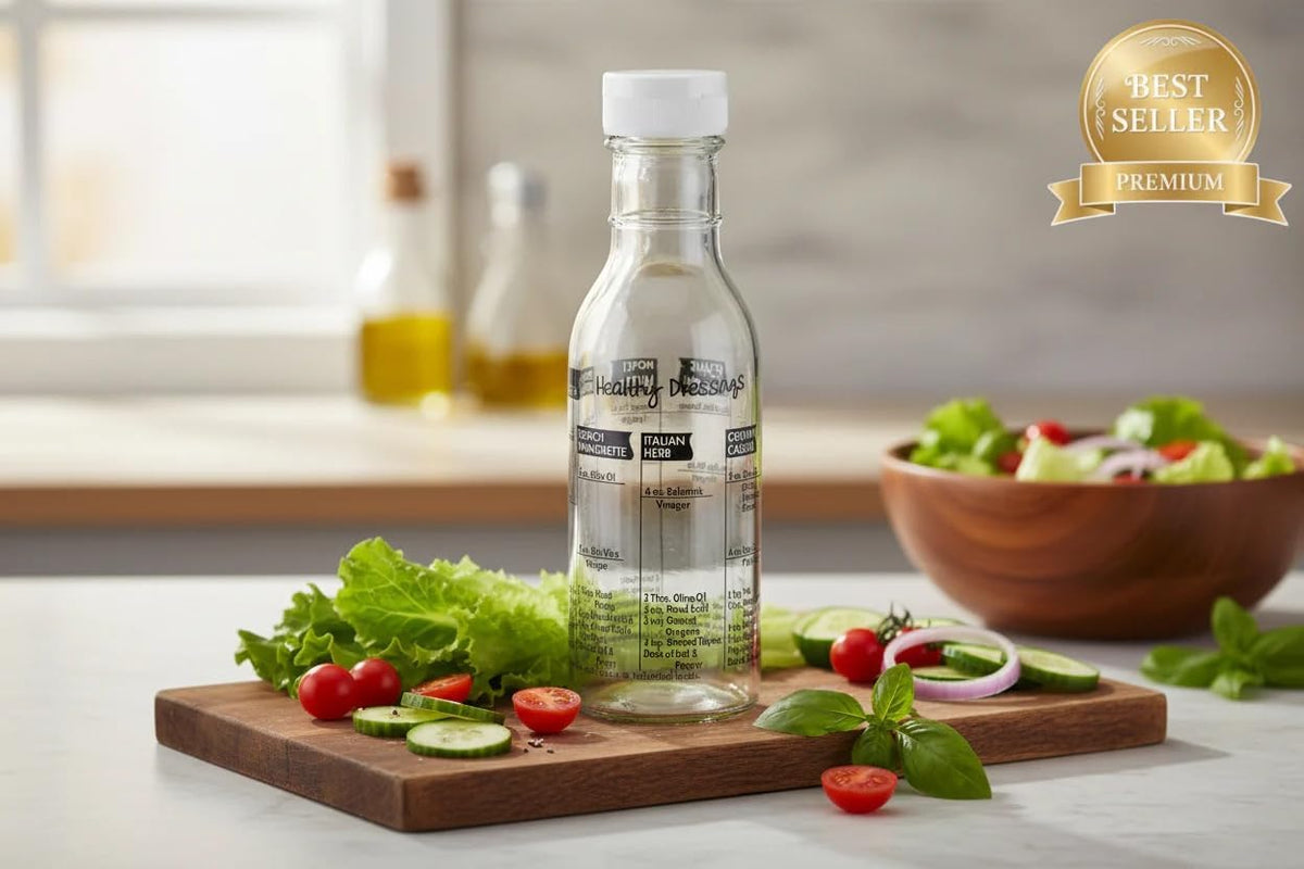 Cuisinox Glass Salad Dressing Shaker Bottle, 8" x 2.5"