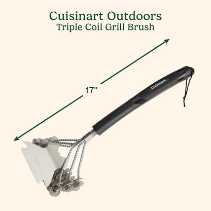Cuisinart Stainless Steel 16.5" Long Handle Grill Cleaner Brush and Scraper for BBQ, Griddle, Grills, Cookout Tool, Grill Brush for Outdoor Grills BBQ Accessories