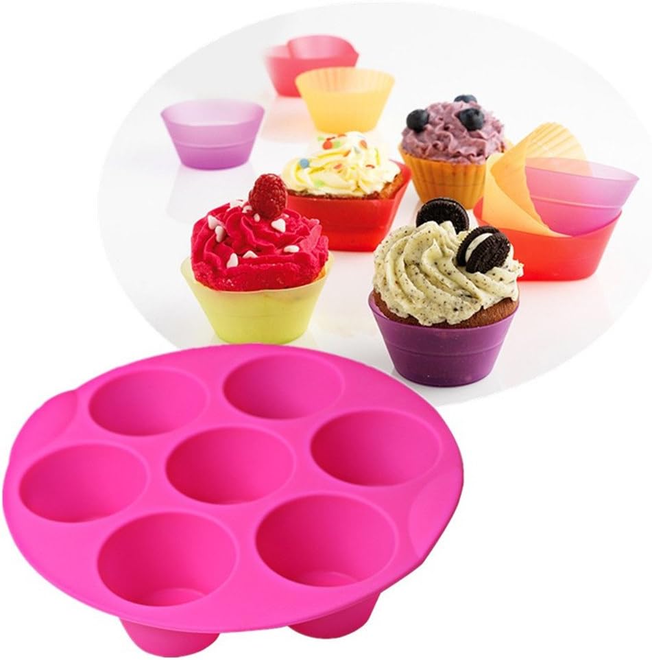 SHEbaking Silicone Egg Bite Molds Air Fryer Muffin Pan for Baking Non-Stick Silicone Egg Molds 7 Cups Air Fryer Cupcake Mold for Mini Muffins, Tart, Mini Cupcake BPA Free
