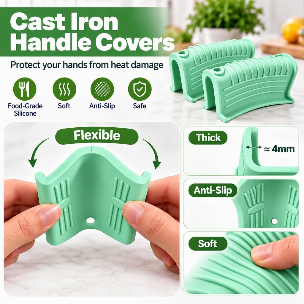 10Pcs Cast Iron Handle Cover, Silicone Pot Holders
