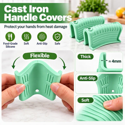 10Pcs Cast Iron Handle Cover, Silicone Pot Holders