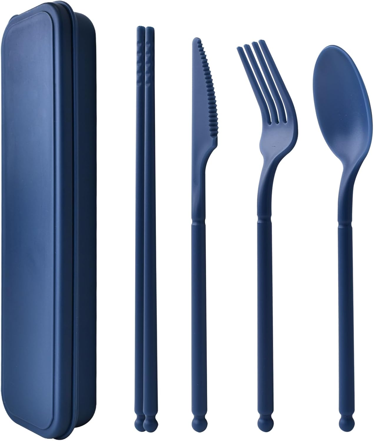 Reusable Utensils Set with Case, Plastic Travel Utensils, 1 Sets Plastic Spoons and Forks Set for Lunch Box, Picnic, Travel, Camping (Blue)