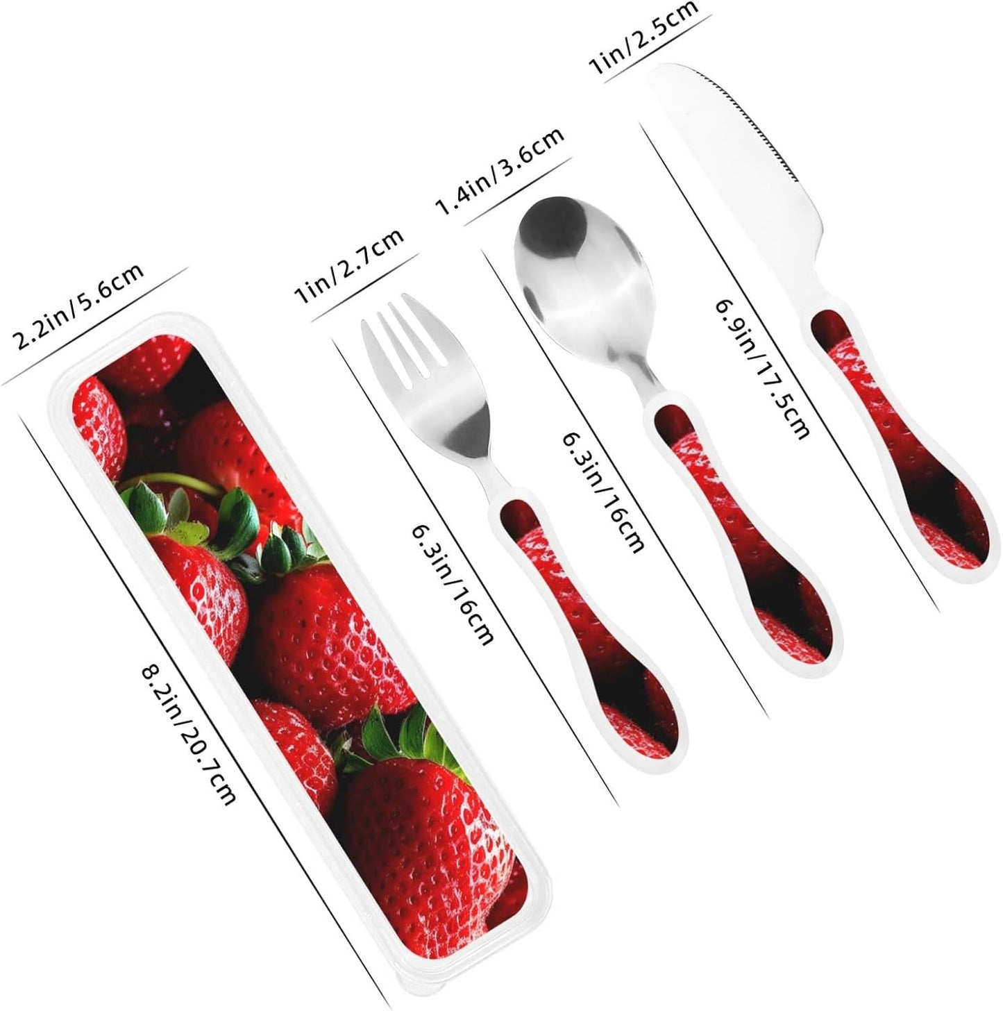 3-Piece Kids Silverware Set With Storage Case, Stainless Steel Reusable Children Safe Knife Spoon Fork Set Blue Active Girl Running Sunset Children Flatware Set For Kids Lunch Box - Colors B
