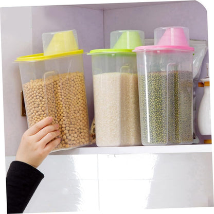 SOLUSTRE Large Green Airtight Grain Storage Container with Pour Spout and Measuring Cup Clear Plastic for Rice Beans Cereal Oatmeal Sugar Nuts Dampproof Kitchen Organizer