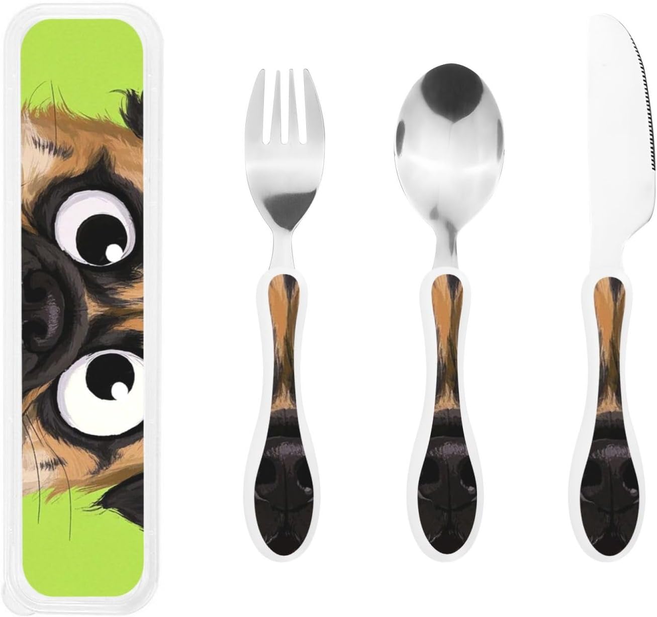 3-Piece Kids Silverware Set With Storage Case, Stainless Steel Reusable Children Safe Knife Spoon Fork Set Dreamy Jellyfish Print Children Flatware Set For Kids Lunch Box