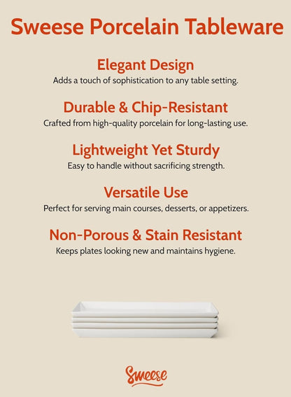 Sweese Serving Platter, 15.5/13.8/11.7 Inch Rectangle Porcelain Serving Trays, Serving Dishes for Entertaining, White Platters for Serving Food Party, Turkey Platter for Thanksgiving, Set of 3