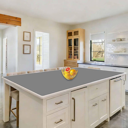 72''x16'' Extra Large Silicone Mat for Kitchen Counter, Heat Resistant Countertop Protector, Non-Slip Waterproof Kitchen Island Mat, Easy to Clean, Light Gray