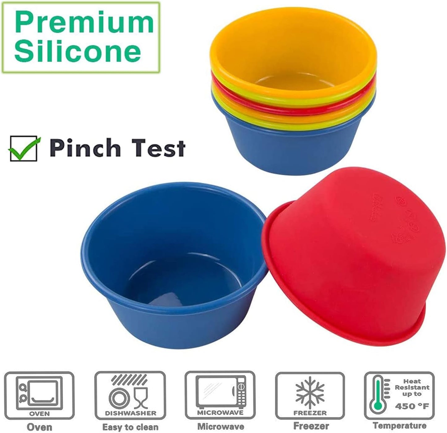 Webake Silicone Cupcake Baking Cups Set of 8, Air Fryer Muffin Pan Jumbo Muffin Liners Reusable Large Individual Muffin Tin, 3.5 Inch Mini Cake Pan Salad Dressing Container, BPA Free