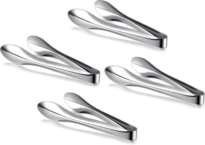 2 Pack Polished Stainless Steel Serving Tongs 9 and 12 Inch Metal Food Silver Tong for Buffet Salad BBQ Grilling Heavy Duty Kitchen Utensils for Cooking Catering Wedding Party