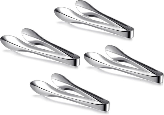 2 Pack Polished Stainless Steel Serving Tongs 9 and 12 Inch Metal Food Silver Tong for Buffet Salad BBQ Grilling Heavy Duty Kitchen Utensils for Cooking Catering Wedding Party