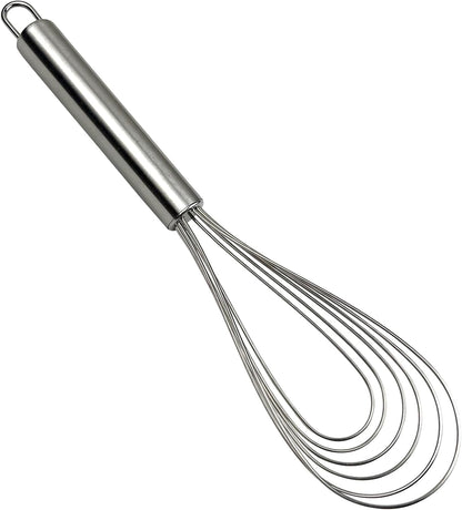 10 Inch Fat Whisk – Heavy-Duty Stainless Steel Whisk for Beating, Mixing & Stirring Sauces, Batter, and More