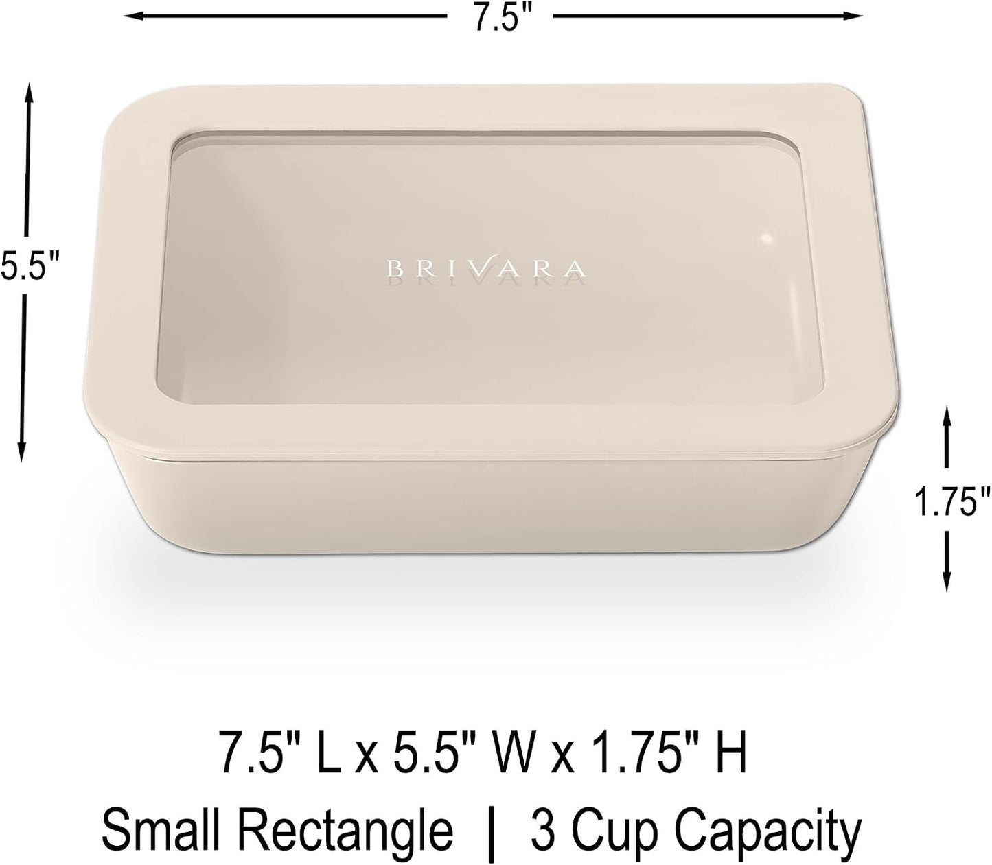 Ceramic Coated Glass Food Storage Container | No PTFE, PFOA, PFAS, and BPA | Reusable Non Toxic Meal Prep Container with Glass Lid | Easy To Store | 3 Cup Rectangle [Onyx]
