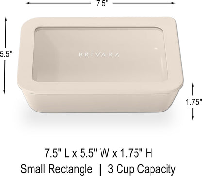 Ceramic Coated Glass Food Storage Container | No PTFE, PFOA, PFAS, and BPA | Reusable Non Toxic Meal Prep Container with Glass Lid | Easy To Store | 3 Cup Rectangle [Onyx]