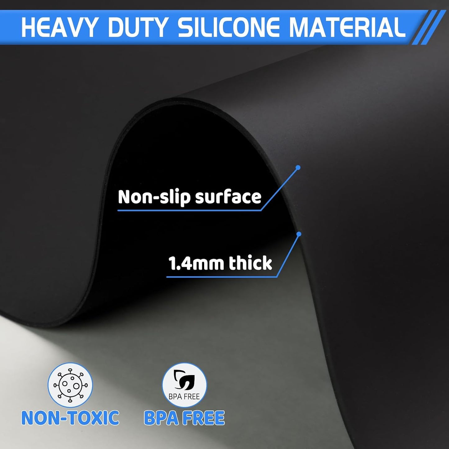 Warome Silicone Mat,78.7”x 23.6” Heat Resistant Mats for Countertop,Extra Large Countertop Protector Mat, Multi-functional Cuttable Kitchen Counter Mat, Silicone Mats for Kitchen Counter/Crafts- Grey