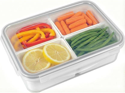 carrotez Food Storage Containers with 3 Removable Compartments, Food Prep Container with Airtight Lids, Portion Control Container, Microwave Safe, Reusable, 4.64 Cup (1100ml)
