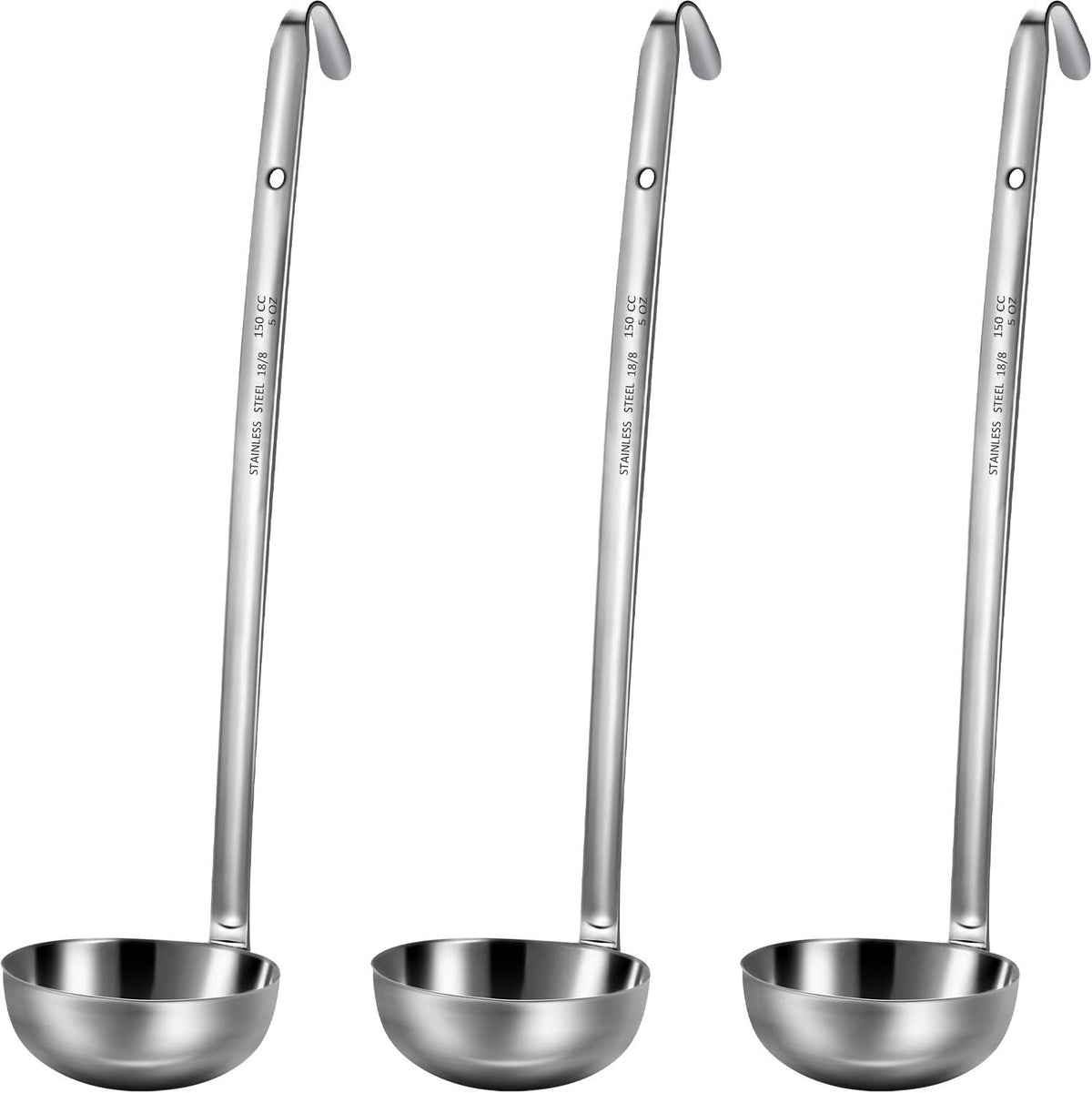 meekoo Stainless Steel Ladles Soup with Long Handle, 6oz