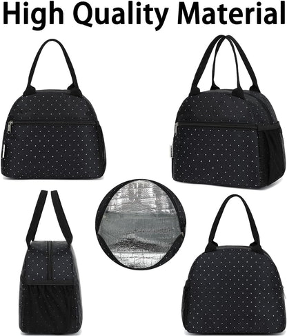 GYEUKHAM Lunch Bag Women, Lunch Box for Adult Men Kids Girls, Small Cute Lunchbox Tote Large Capacity Insulated Lunch Container Cooler for Work School Picnic Travel, Black White Stripes